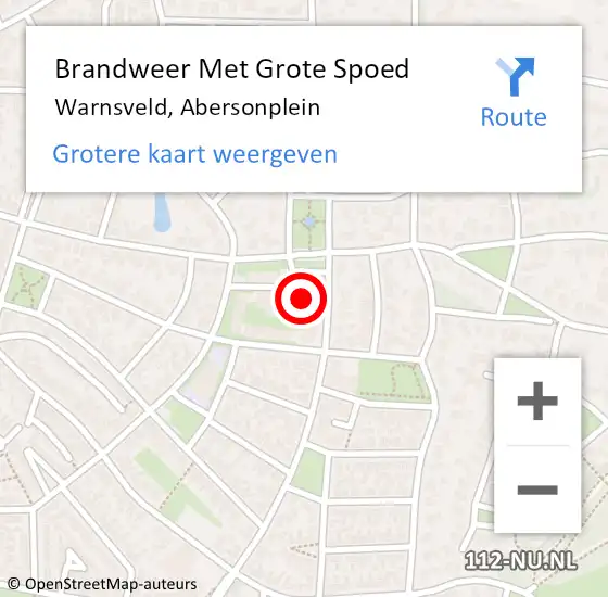 Locatie op kaart van de 112 melding: Brandweer Met Grote Spoed Naar Warnsveld, Abersonplein op 25 november 2015 17:57