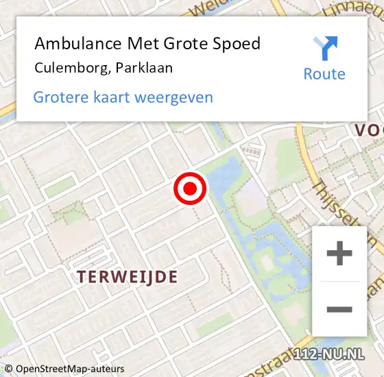 Locatie op kaart van de 112 melding: Ambulance Met Grote Spoed Naar Culemborg, Parklaan op 25 november 2015 18:00