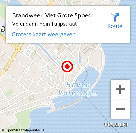 Locatie op kaart van de 112 melding: Brandweer Met Grote Spoed Naar Volendam, Hein Tuijpstraat op 25 november 2015 19:37