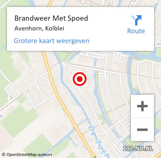 Locatie op kaart van de 112 melding: Brandweer Met Spoed Naar Avenhorn, Kolblei op 25 november 2015 19:48