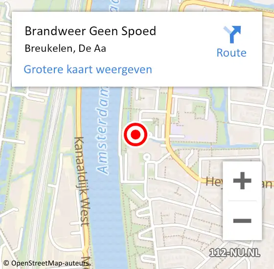 Locatie op kaart van de 112 melding: Brandweer Geen Spoed Naar Breukelen, De Aa op 25 november 2015 19:52