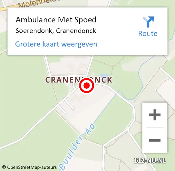 Locatie op kaart van de 112 melding: Ambulance Met Spoed Naar Soerendonk, Cranendonck op 25 november 2015 20:32