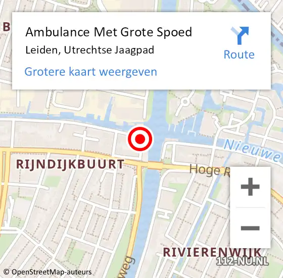 Locatie op kaart van de 112 melding: Ambulance Met Grote Spoed Naar Leiden, Utrechtse Jaagpad op 25 november 2015 20:35