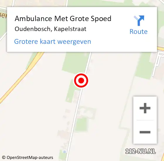 Locatie op kaart van de 112 melding: Ambulance Met Grote Spoed Naar Oudenbosch, Kapelstraat op 25 november 2015 20:48