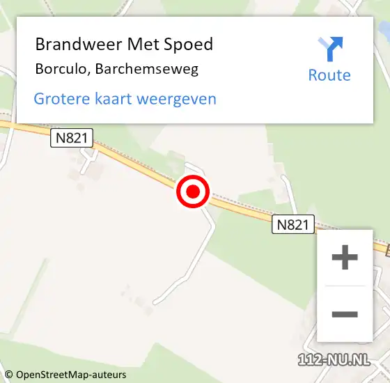 Locatie op kaart van de 112 melding: Brandweer Met Spoed Naar Borculo, Barchemseweg op 25 november 2015 21:00