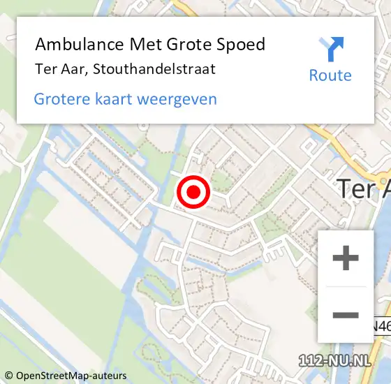 Locatie op kaart van de 112 melding: Ambulance Met Grote Spoed Naar Ter Aar, Stouthandelstraat op 25 november 2015 21:10