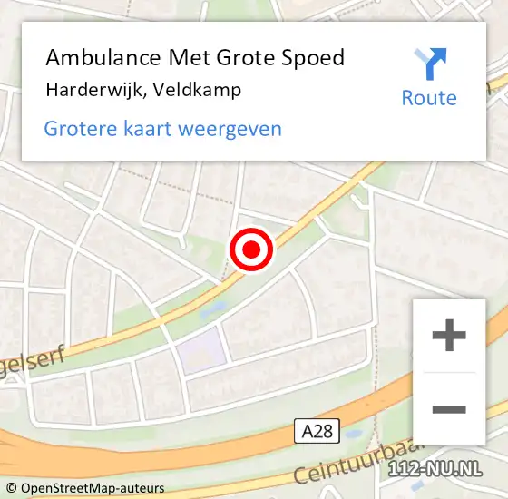 Locatie op kaart van de 112 melding: Ambulance Met Grote Spoed Naar Harderwijk, Veldkamp op 25 november 2015 21:17