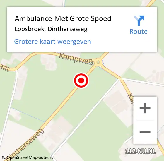 Locatie op kaart van de 112 melding: Ambulance Met Grote Spoed Naar Loosbroek, Dintherseweg op 25 november 2015 21:50