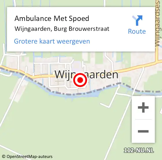 Locatie op kaart van de 112 melding: Ambulance Met Spoed Naar Wijngaarden, Burg Brouwerstraat op 25 november 2015 22:25