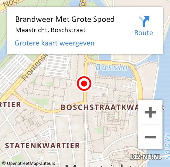 Locatie op kaart van de 112 melding: Brandweer Met Grote Spoed Naar Maastricht, Boschstraat op 25 november 2015 23:00