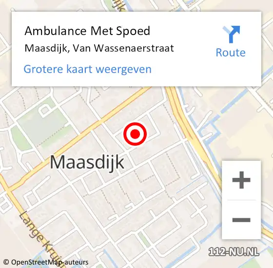 Locatie op kaart van de 112 melding: Ambulance Met Spoed Naar Maasdijk, Van Wassenaerstraat op 25 november 2015 23:20