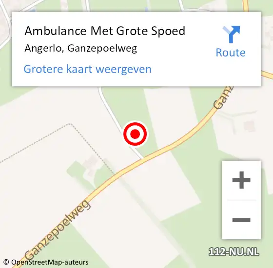 Locatie op kaart van de 112 melding: Ambulance Met Grote Spoed Naar Angerlo, Ganzepoelweg op 25 november 2015 23:25