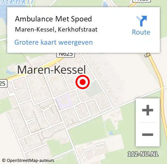 Locatie op kaart van de 112 melding: Ambulance Met Spoed Naar Maren-Kessel, Kerkhofstraat op 25 november 2015 23:45