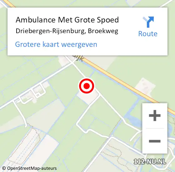 Locatie op kaart van de 112 melding: Ambulance Met Grote Spoed Naar Driebergen-Rijsenburg, Broekweg op 25 november 2015 23:58