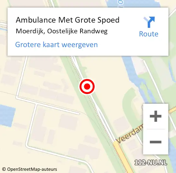 Locatie op kaart van de 112 melding: Ambulance Met Grote Spoed Naar Moerdijk, Oostelijke Randweg op 26 november 2015 00:38