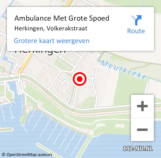 Locatie op kaart van de 112 melding: Ambulance Met Grote Spoed Naar Herkingen, Volkerakstraat op 26 november 2015 06:39