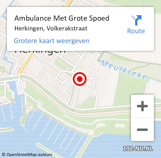 Locatie op kaart van de 112 melding: Ambulance Met Grote Spoed Naar Herkingen, Volkerakstraat op 26 november 2015 06:44