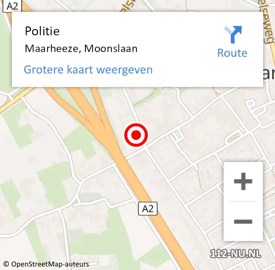 Locatie op kaart van de 112 melding: Politie Maarheeze, Moonslaan op 26 november 2015 07:22