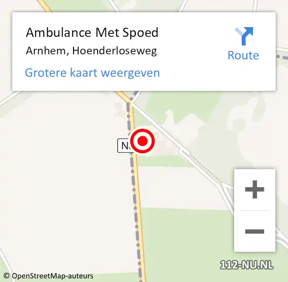 Locatie op kaart van de 112 melding: Ambulance Met Spoed Naar Arnhem, Hoenderloseweg op 28 november 2013 07:54