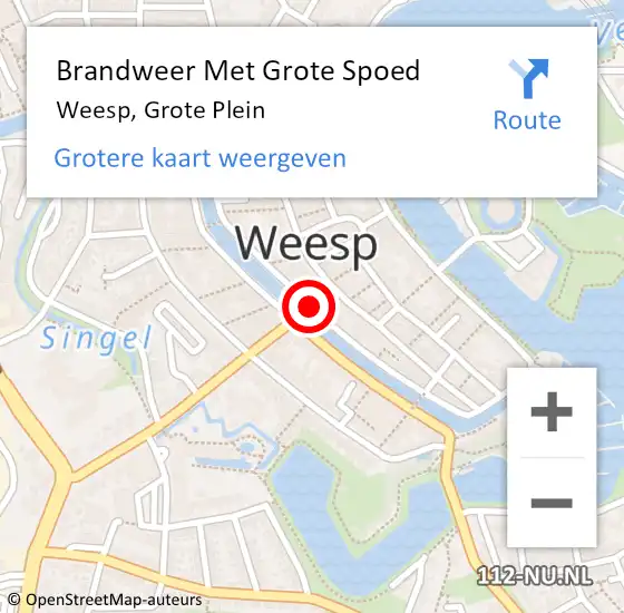 Locatie op kaart van de 112 melding: Brandweer Met Grote Spoed Naar Weesp, Grote Plein op 26 november 2015 07:41