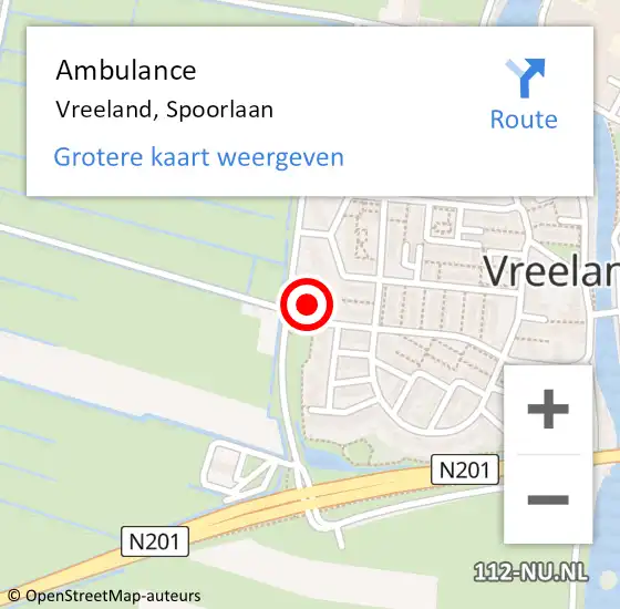 Locatie op kaart van de 112 melding: Ambulance Vreeland, Spoorlaan op 26 november 2015 08:19