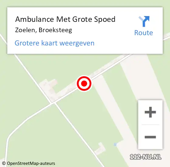 Locatie op kaart van de 112 melding: Ambulance Met Grote Spoed Naar Zoelen, Broeksteeg op 26 november 2015 08:52