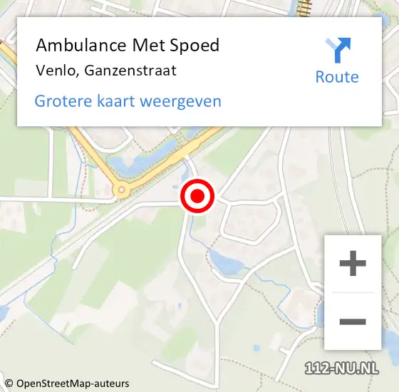 Locatie op kaart van de 112 melding: Ambulance Met Spoed Naar Venlo, Ganzenstraat op 26 november 2015 08:58