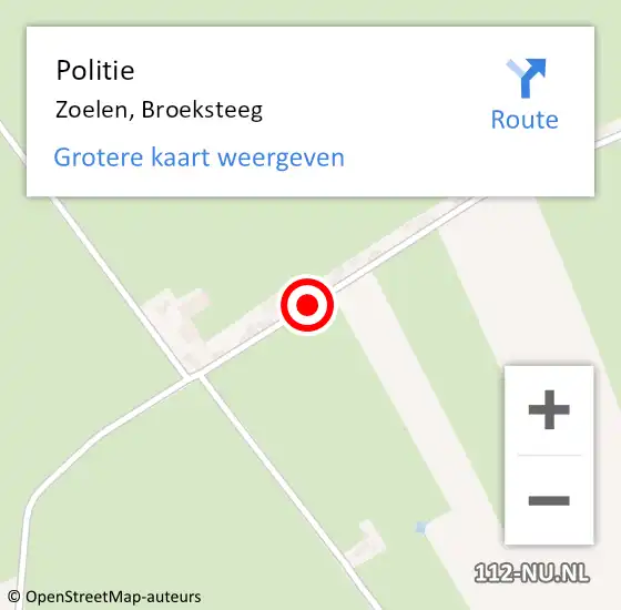 Locatie op kaart van de 112 melding: Politie Zoelen, Broeksteeg op 26 november 2015 09:05