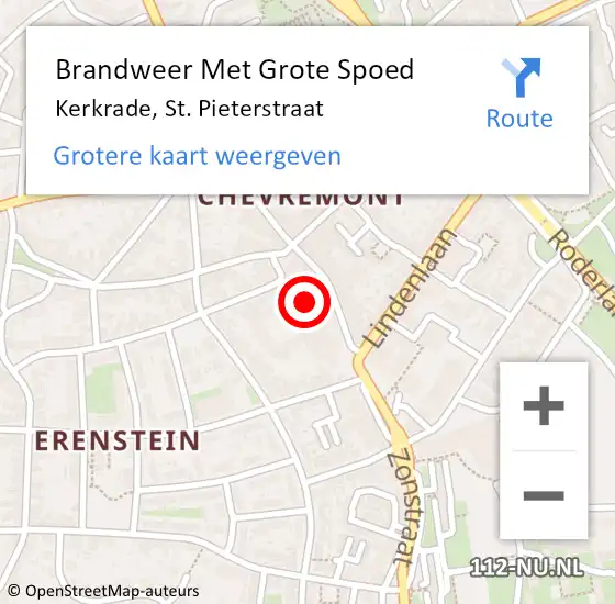 Locatie op kaart van de 112 melding: Brandweer Met Grote Spoed Naar Kerkrade, St. Pieterstraat op 26 november 2015 09:15