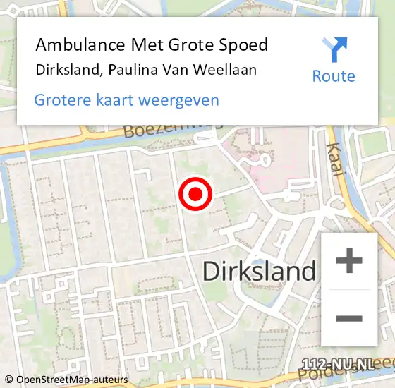 Locatie op kaart van de 112 melding: Ambulance Met Grote Spoed Naar Dirksland, Paulina Van Weellaan op 28 november 2013 08:10