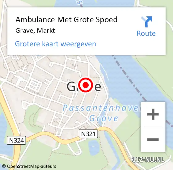 Locatie op kaart van de 112 melding: Ambulance Met Grote Spoed Naar Grave, Markt op 26 november 2015 09:57