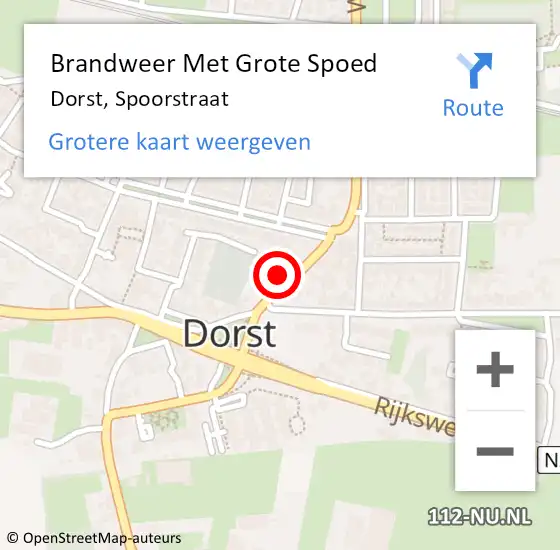 Locatie op kaart van de 112 melding: Brandweer Met Grote Spoed Naar Dorst, Spoorstraat op 26 november 2015 09:59