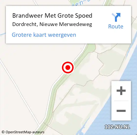 Locatie op kaart van de 112 melding: Brandweer Met Grote Spoed Naar Dordrecht, Nieuwe Merwedeweg op 26 november 2015 10:43