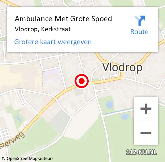 Locatie op kaart van de 112 melding: Ambulance Met Grote Spoed Naar Vlodrop, Kerkstraat op 26 november 2015 11:32