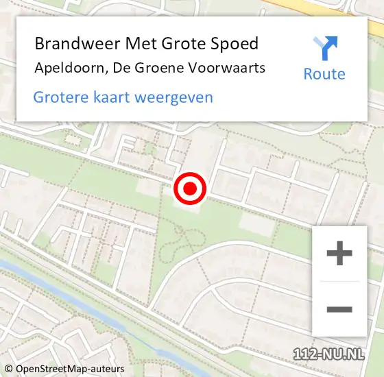 Locatie op kaart van de 112 melding: Brandweer Met Grote Spoed Naar Apeldoorn, De Groene Voorwaarts op 26 november 2015 12:20