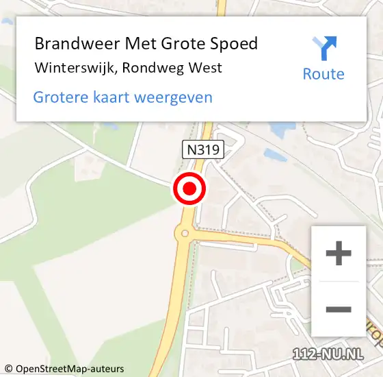 Locatie op kaart van de 112 melding: Brandweer Met Grote Spoed Naar Winterswijk, Rondweg West op 26 november 2015 12:43