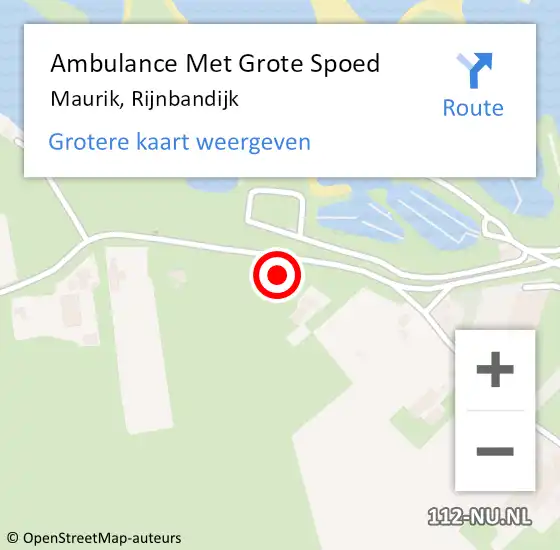 Locatie op kaart van de 112 melding: Ambulance Met Grote Spoed Naar Maurik, Rijnbandijk op 26 november 2015 13:18