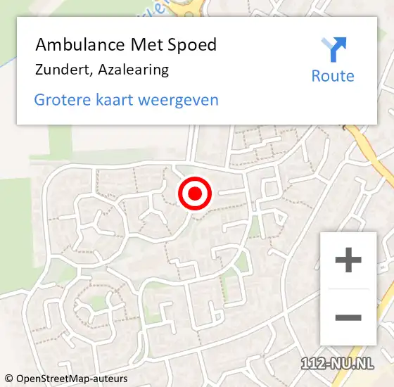 Locatie op kaart van de 112 melding: Ambulance Met Spoed Naar Zundert, Azalearing op 26 november 2015 13:19