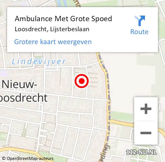 Locatie op kaart van de 112 melding: Ambulance Met Grote Spoed Naar Loosdrecht, Lijsterbeslaan op 26 november 2015 13:39