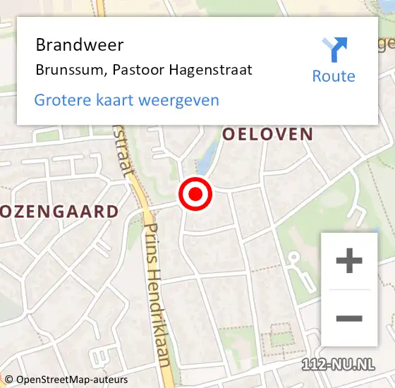 Locatie op kaart van de 112 melding: Brandweer Brunssum, Pastoor Hagenstraat op 26 november 2015 13:52