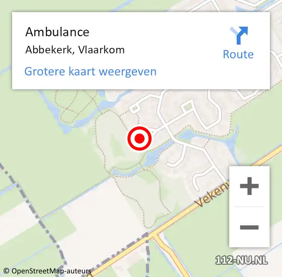 Locatie op kaart van de 112 melding: Ambulance Abbekerk, Vlaarkom op 26 november 2015 13:56