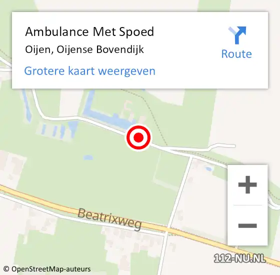 Locatie op kaart van de 112 melding: Ambulance Met Spoed Naar Oijen, Oijense Bovendijk op 26 november 2015 14:21