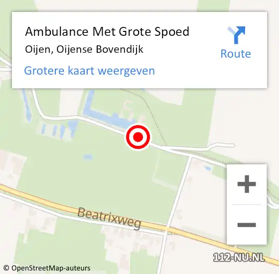 Locatie op kaart van de 112 melding: Ambulance Met Grote Spoed Naar Oijen, Oijense Bovendijk op 26 november 2015 14:27