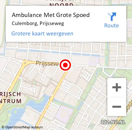 Locatie op kaart van de 112 melding: Ambulance Met Grote Spoed Naar Culemborg, Prijsseweg op 26 november 2015 14:52