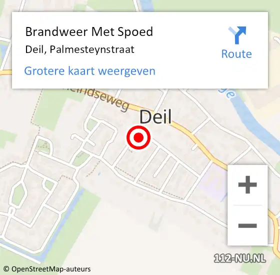 Locatie op kaart van de 112 melding: Brandweer Met Spoed Naar Deil, Palmesteynstraat op 26 november 2015 15:01