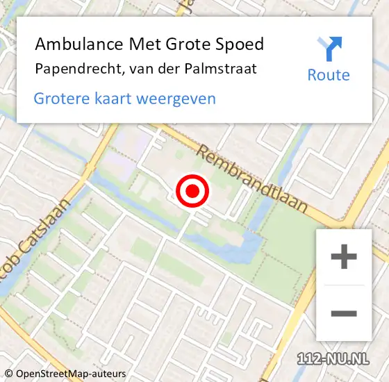 Locatie op kaart van de 112 melding: Ambulance Met Grote Spoed Naar Papendrecht, Van Der Palmstraat op 26 november 2015 15:10