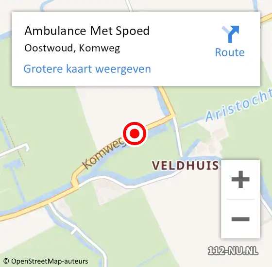 Locatie op kaart van de 112 melding: Ambulance Met Spoed Naar Oostwoud, Komweg op 26 november 2015 15:21