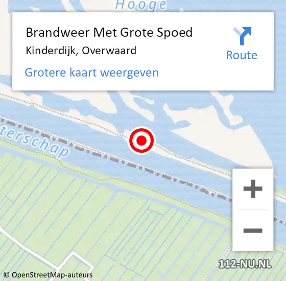 Locatie op kaart van de 112 melding: Brandweer Met Grote Spoed Naar Kinderdijk, Overwaard op 26 november 2015 15:22