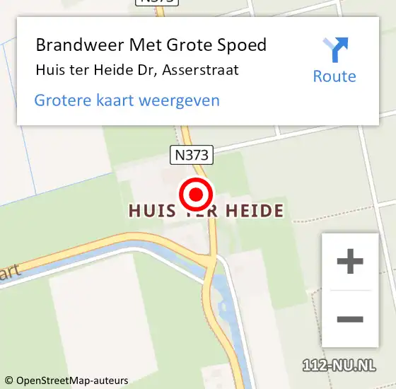 Locatie op kaart van de 112 melding: Brandweer Met Grote Spoed Naar Huis ter Heide Dr, Asserstraat op 26 november 2015 15:59