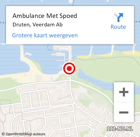 Locatie op kaart van de 112 melding: Ambulance Met Spoed Naar Druten, Veerdam Ab op 26 november 2015 16:05